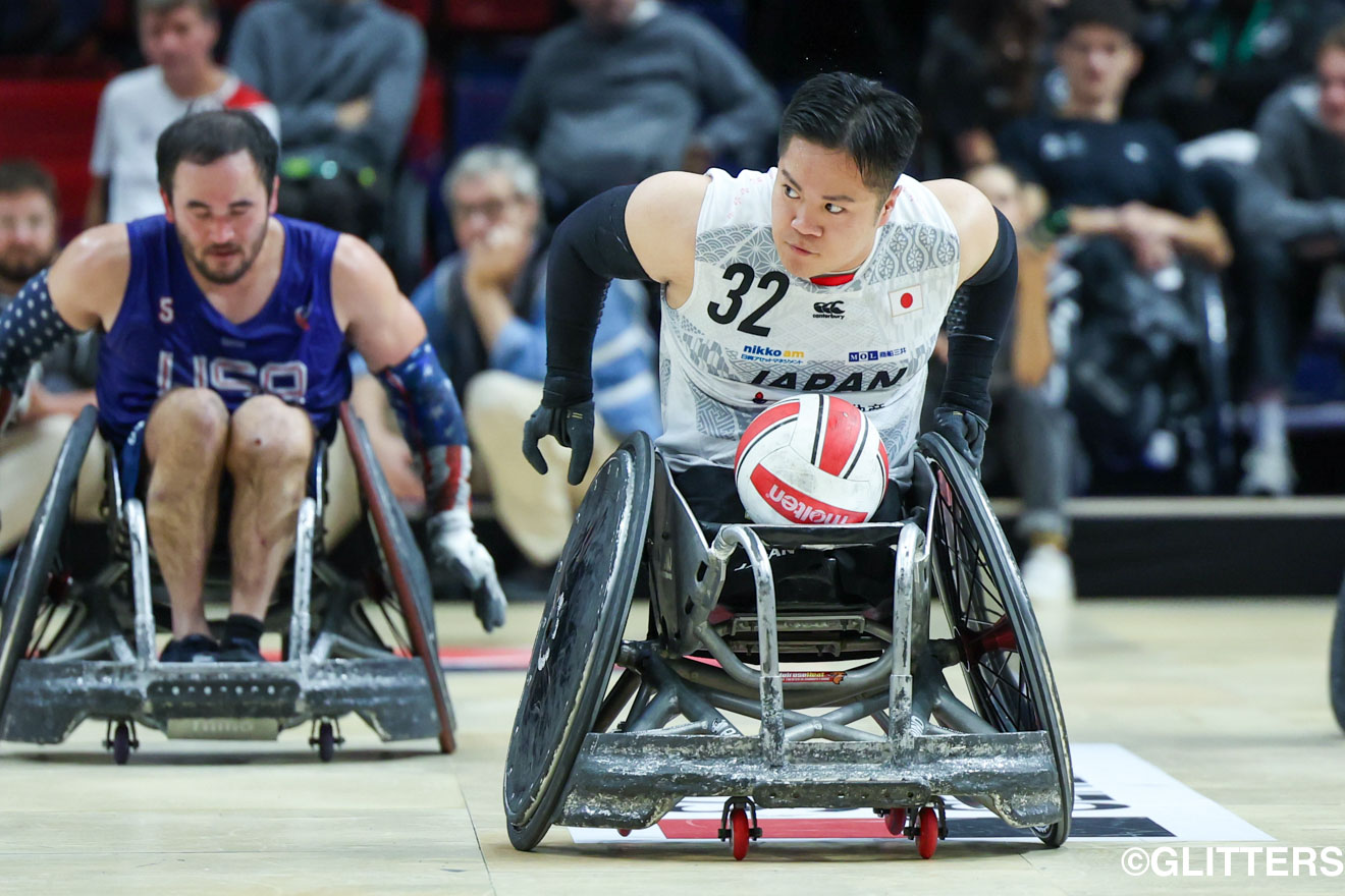持ち味のスピードを活かし次々とトライを決めていく橋本勝也 | 車いすラグビー日本代表 アメリカを下し開幕2連勝!|International Wheelchair Rugby Cup Paris 2023(2日目) | Glitters 障害者スポーツ専門ニュースメディア