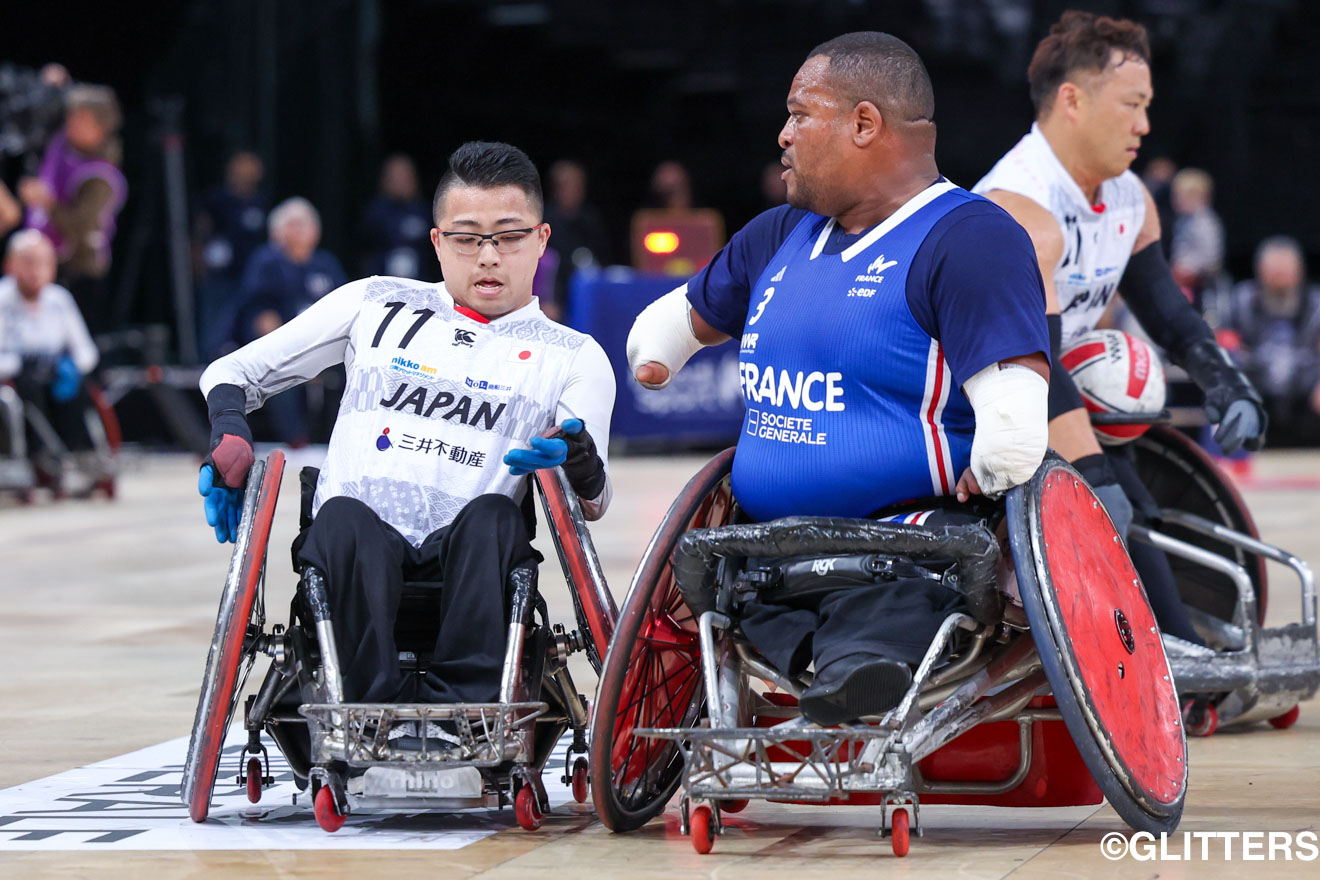 中盤の苦しい展開で起用されるも見事に役割を果たした草場龍治 | 車いすラグビー日本代表 3位決定戦でフランスを下し銅メダル獲得!|International Wheelchair Rugby Cup Paris 2023(最終日) | Glitters 障害者スポーツ専門ニュースメディア