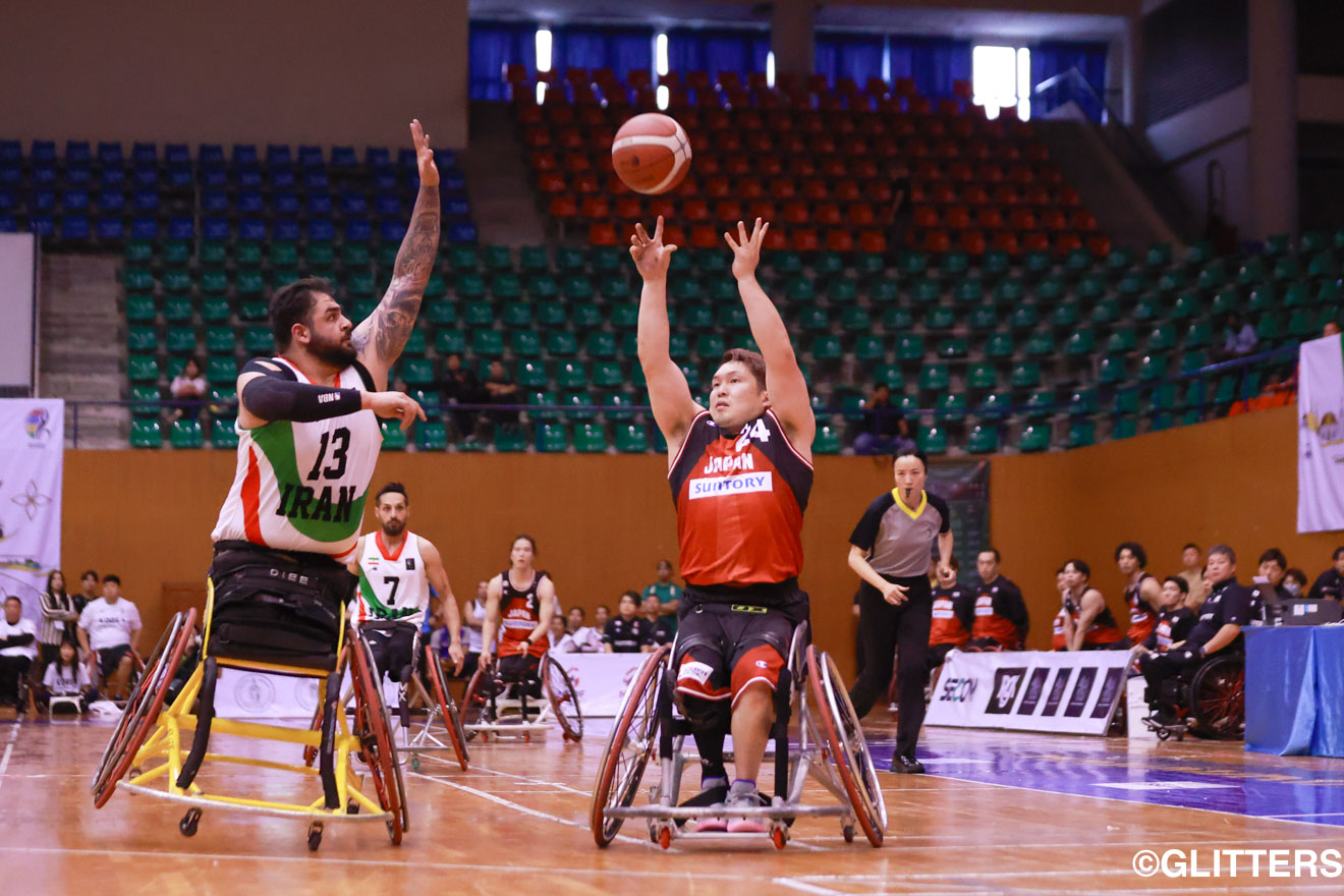 途中出場ながら得意の3Pシュートで会場を沸かせた村上直広 | 男子日本代表、パリへの戦いに終止符も最後まで諦めない姿を披露|2024アジアオセアニアチャンピオンシップス | Glitters 障害者スポーツ専門ニュースメディア