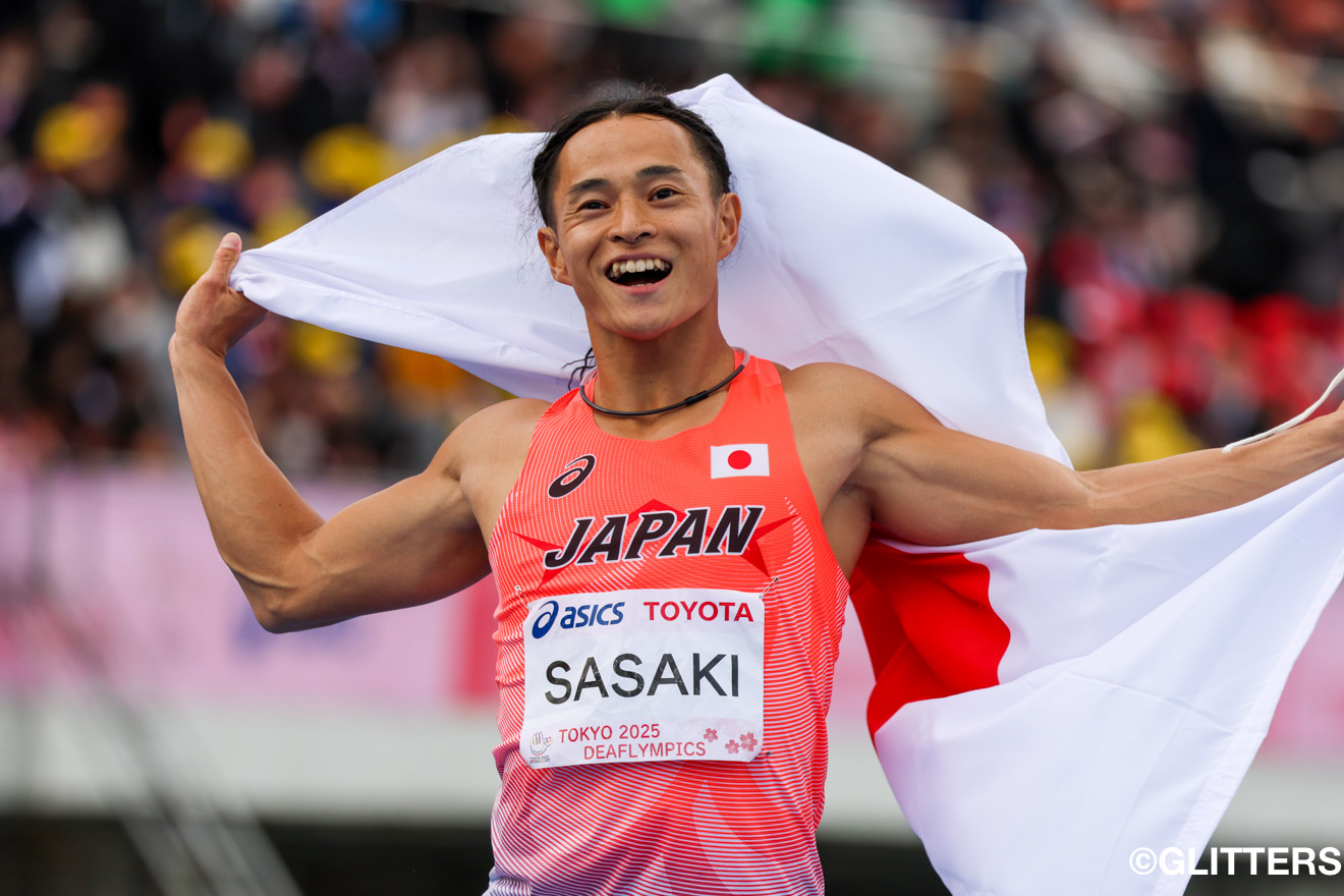 佐々木は連覇ならずも成長を感じさせた銅メダル | 陸上・男子100m、佐々木は連覇ならず悔しい銅メダル｜東京2025デフリンピック | Glitters 障害者スポーツ専門ニュースメディア