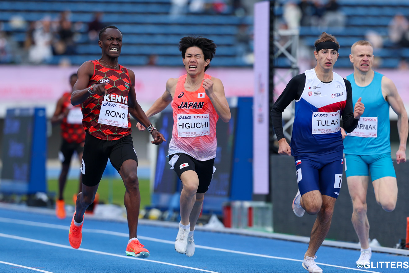 度重なる接触を乗り越えての力走。仲間への思いを胸に、最後まで駆け抜けた樋口光盛 | 陸上・男子200mで山田真樹が日本新で銀！男子800mでは樋口光盛が初のメダル！｜東京2025デフリンピック | Glitters 障害者スポーツ専門ニュースメディア